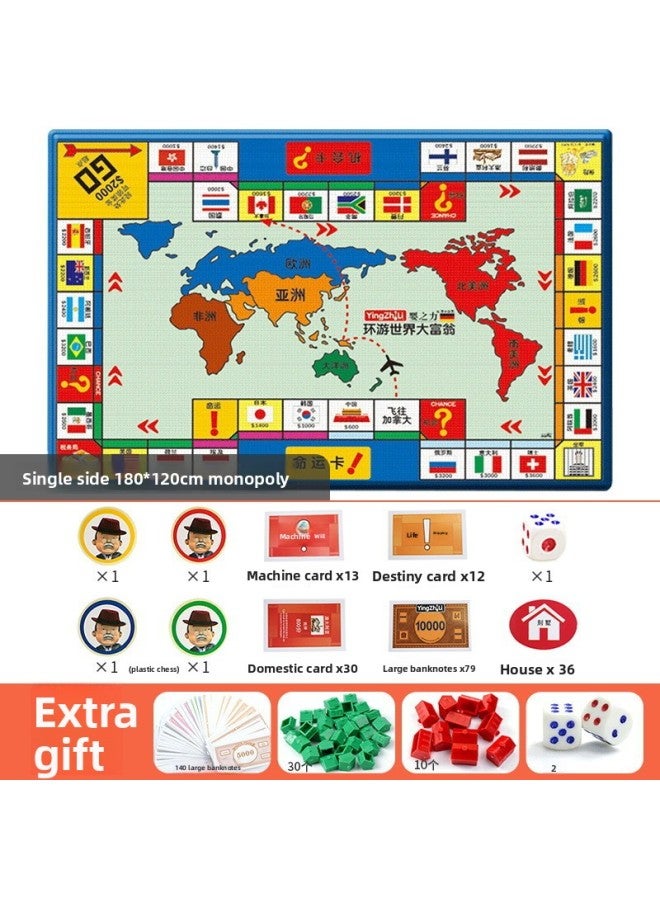 لعبة مونوبولي ديلوكس جولة حول العالم، إصدار الأطفال والكبار، لعبة لوحية كاملة البطاقات، بساط شطرنج طا